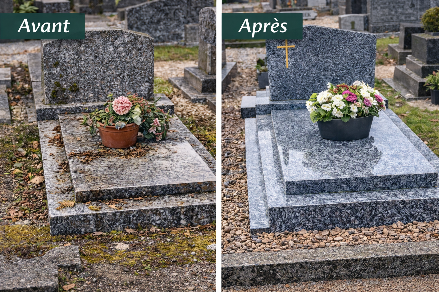 Sépulture propre et fleurie
